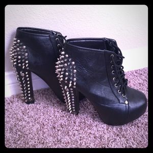 Bella Luna Black Spiked Platform Bootie-6