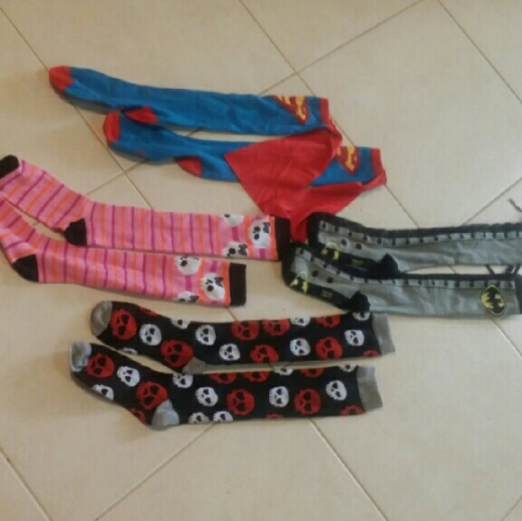 Batman, superman, and skull socks!