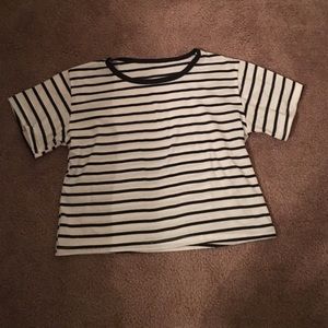 Black and white striped crop