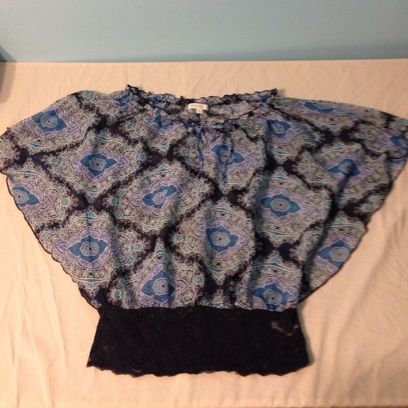 Size medium sheer blue top by Love Fire