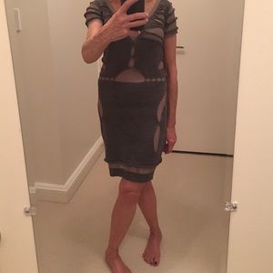 Zac Posen heather grey knit sweater dress