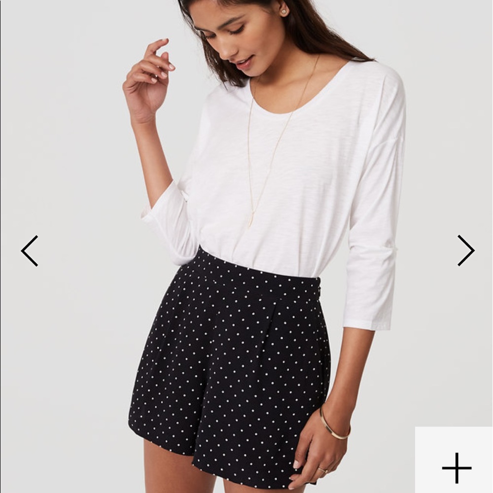 Loft Black and Cream polka dot shorts