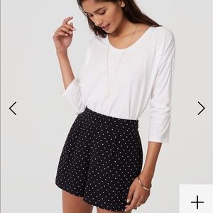 Loft Black and Cream polka dot shorts