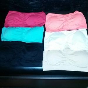 Six bandeau bras with removable liners