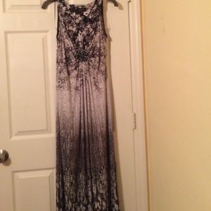 Gray and Silver Silky Maxi Dress