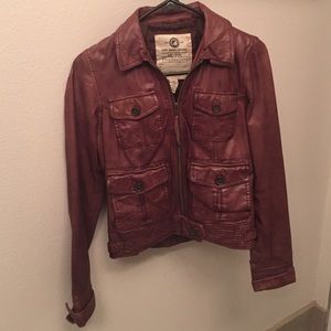 Lucky Brand Leather Air Bomber Jacket