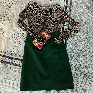 JCrew Factory Forest Green Wool Pencil Skirt