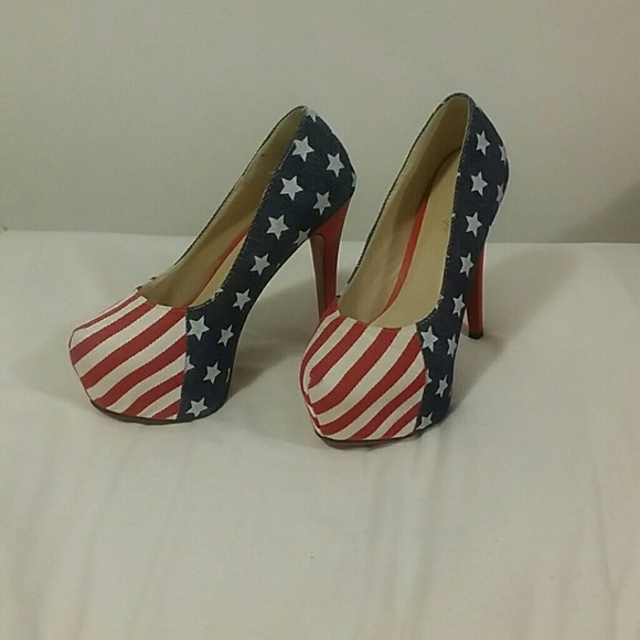 Never worn, American flag heels