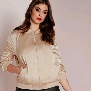 Nude satin bomber jacket