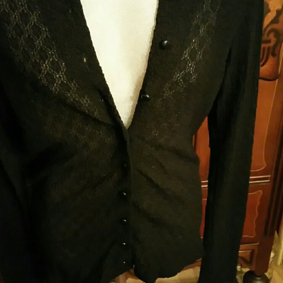 August Silk Logic Sheer Stretch Black Cardigan S - Picture 3 of 4