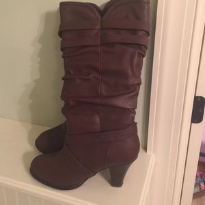 Brown leather boots