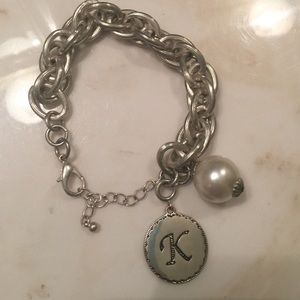 Silver bracelet with K monogram