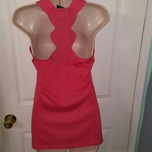 Coral crochet back tank