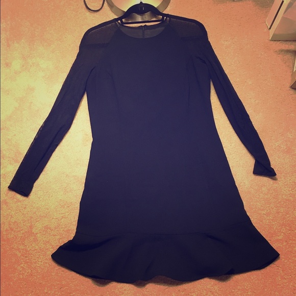 Final💲MNG Suit Cocktail Dress w Mesh Long Sleeves