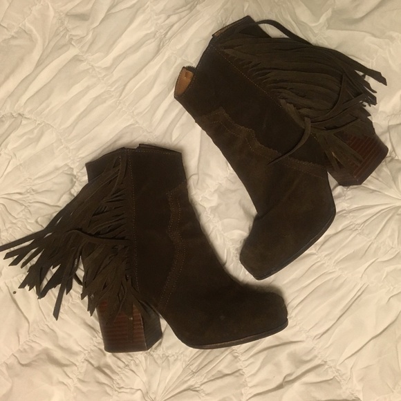 Jeffrey Campbell Suede Tassel Booties