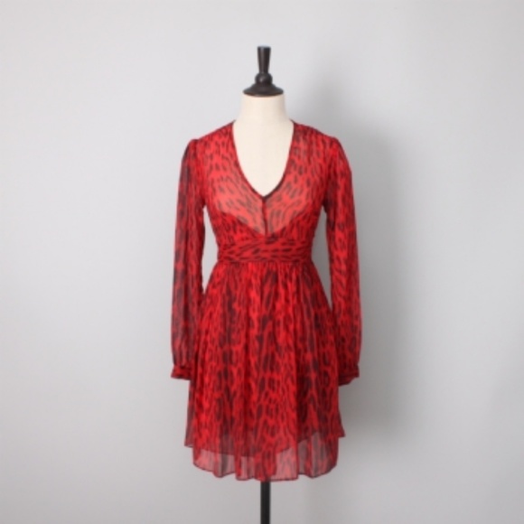 SOLD***Michael kors V neck Animal print mini dress - Picture 4 of 4