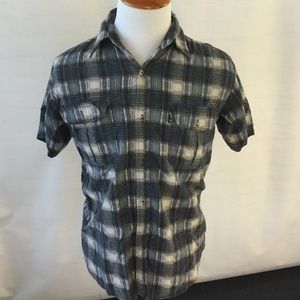 Men Black and Light Brown Flanel Buttoned Shirt