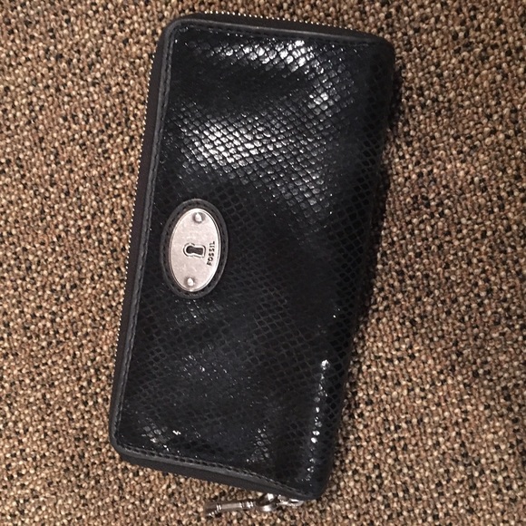 Black "snakeskin" leather wallet