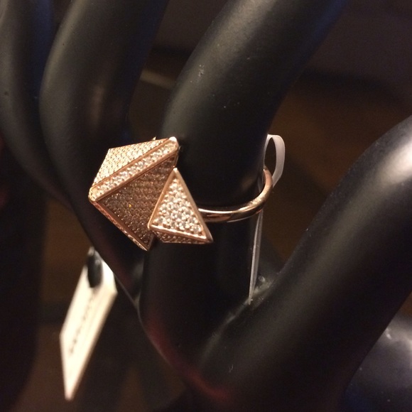 GoldCake Double Pyramid Rose Gold Pave Ring