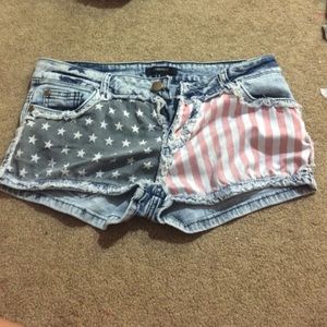 American Flag Denim Shorts