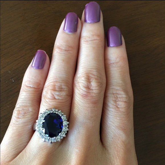 Princess Diana Style CZ Platinum Plate Ring - Picture 1 of 4