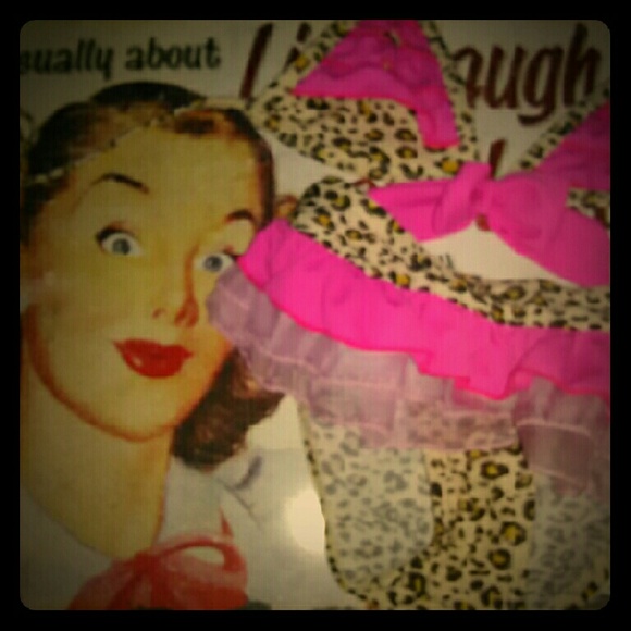 Ruffled cheetah print bikini