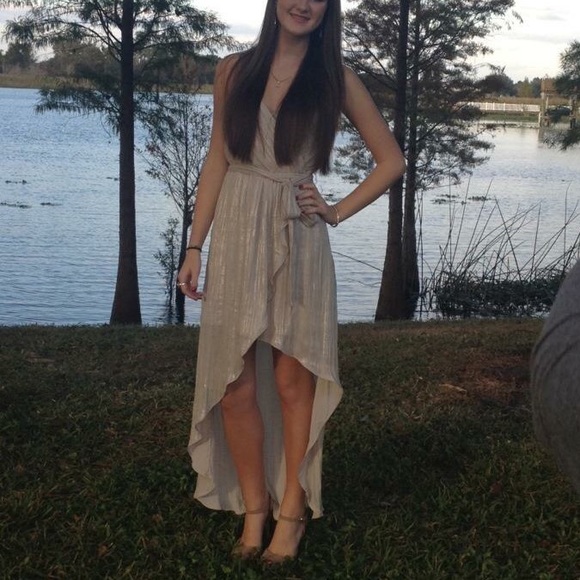 Champagne colored high low dress