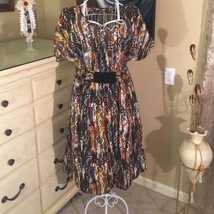 Cotton snake print dress (orange, black, brown)