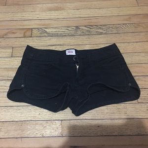 simple black shorts.