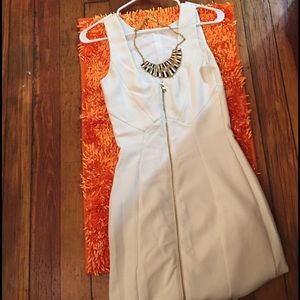 H&M white Knee Length Dress w/ Gold zipper