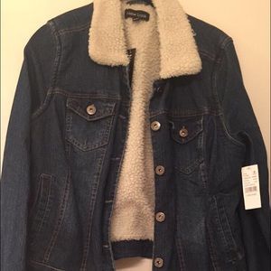 NWT New look denim sherpa jacket