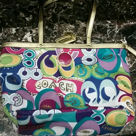 Coach multi colored handbag