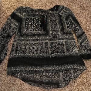 black & white see through long sleeve