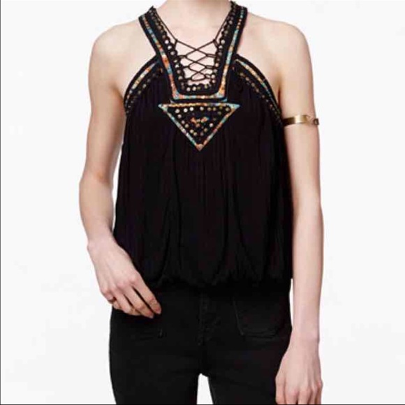 Free People lace up top, XS or S ❤️ SO PRETTY!