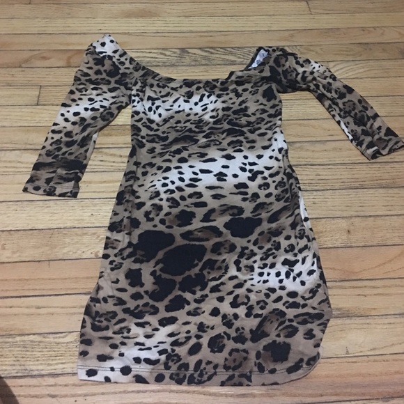 Open shoulder cheetah dress