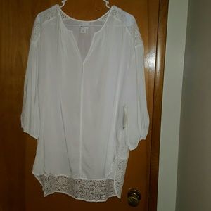 Stylus White Lace fringed blouse (Size 14)