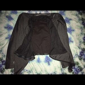 Gray leather and cotton jacket