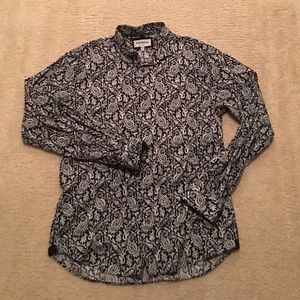 Express Paisley Printed Long Sleeve Button Down