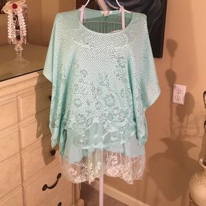 2 piece boho top turquoise color