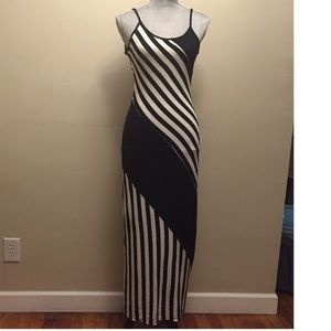Black and white striped maxi dress