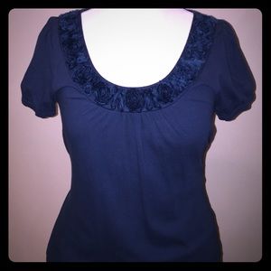 LOFT Blue flower shirt