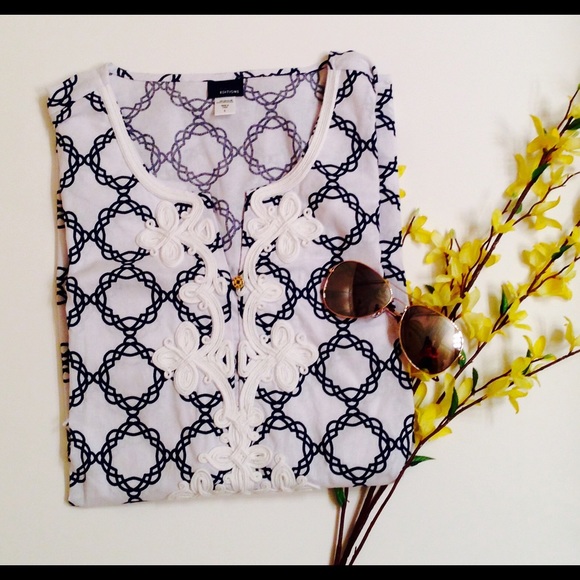 Basic Edition Tops - ❌SOLD❌🎀WHITE AND NAVY TUNIC WOMEN TUNIC🎀