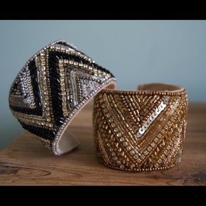 black/gold aztec inspired crystal/bead bracelet