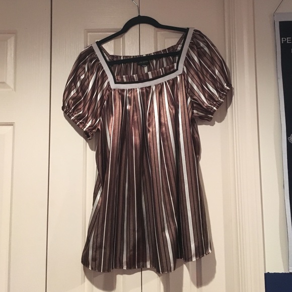 Lane Bryant Tops - Lane Bryant metallic and white vertical stripe
