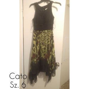 Black/Green/Leopard Dress