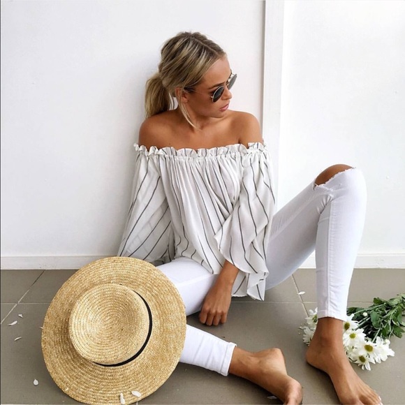 For Love and Lemons Tops - Striped Flow Sleeve Top