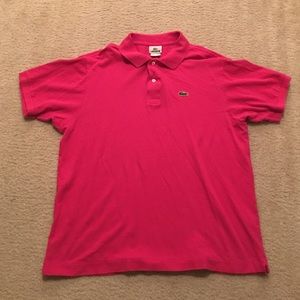 Lacoste short sleeve pink polo. Size 6 (Large)