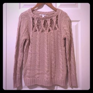 LC Lauren Conrad Tan Cable-knit Sweater