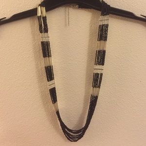 Silver and black beaded necklace