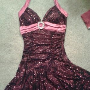 Pink and black glittery dress